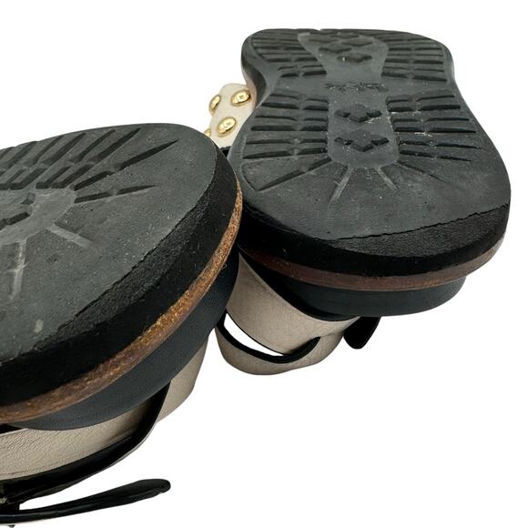 Coach Dannie Ankle Strap Sandals 8B Flats Open Toe Black White Gold Studs - Picture 11 of 15